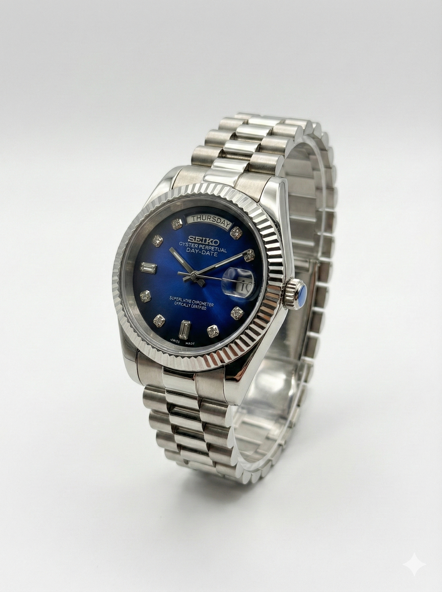 Seiko Day-Date Blue Jewel Dial