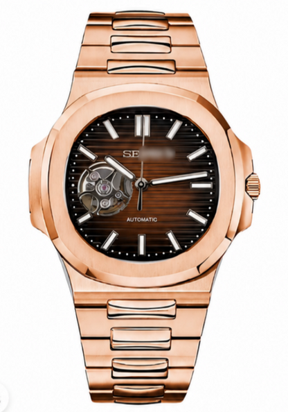Mod Nautilus open hart chocoloate, rose gold, NH38 automatic