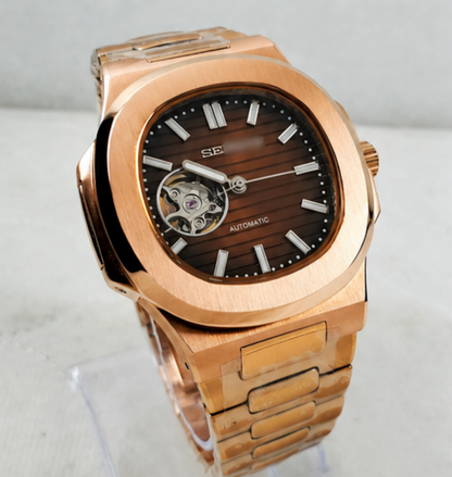 Mod Nautilus open hart chocoloate, rose gold, NH38 automatic