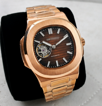 Mod Nautilus open hart chocoloate, rose gold, NH38 automatic