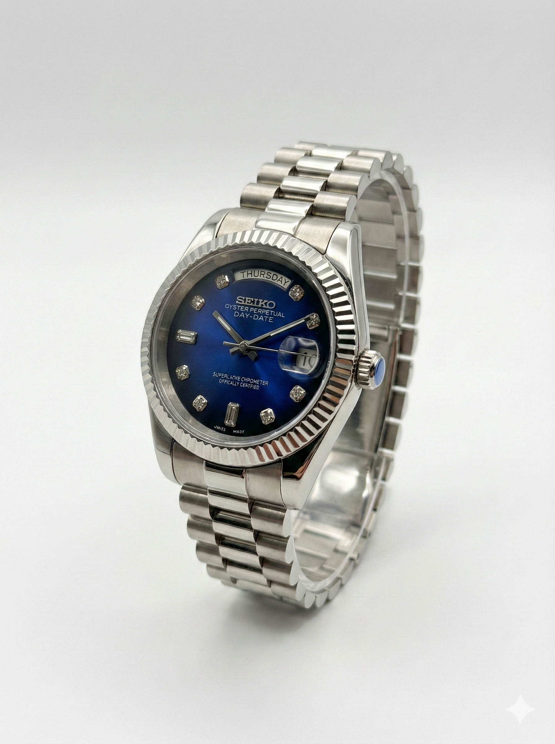 Seiko Day-Date Blue Jewel Dial